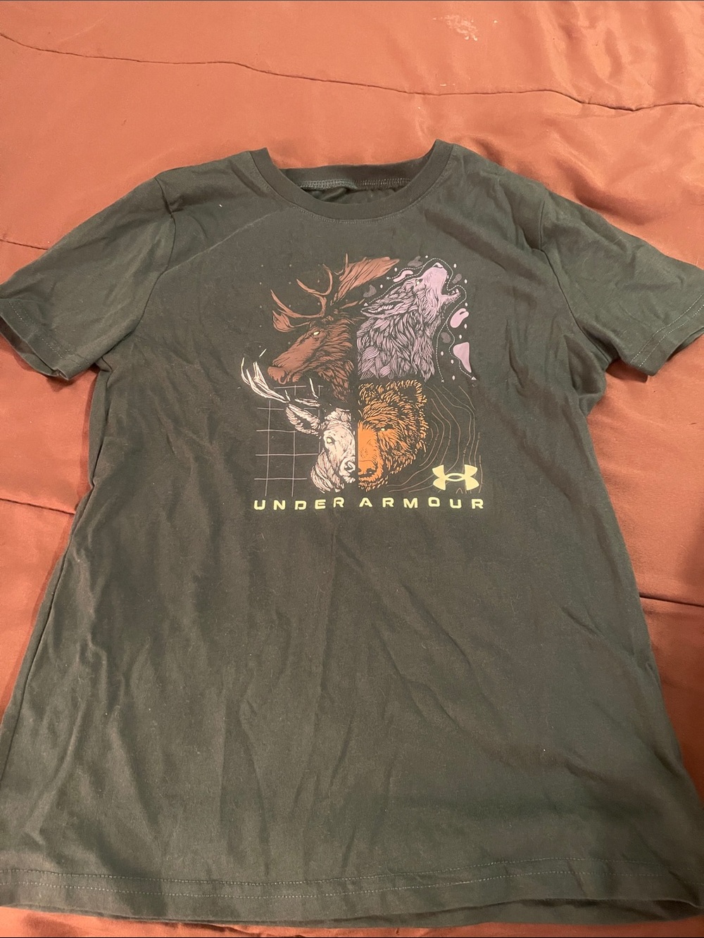 Under Armour Boys Black Graphic Short Sleeve Shirt - Wildlife Design